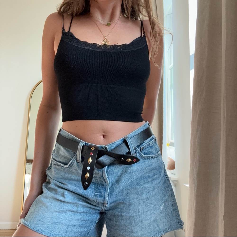 Black Lace Trim Cami Top